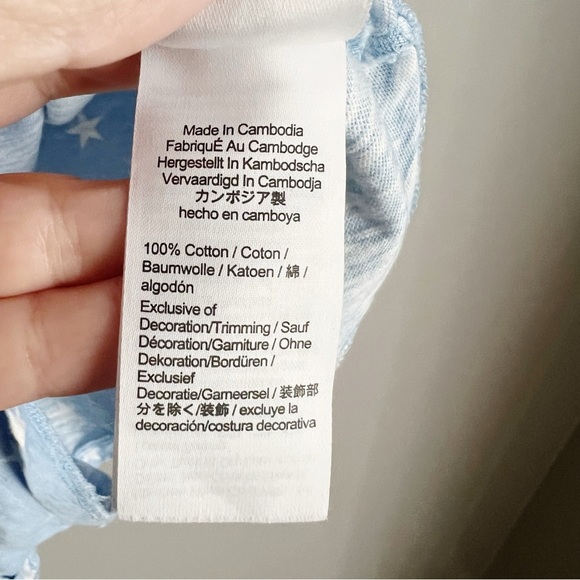 Crewcuts Girls Flutter Sleeve Romper Slub Cotton Stars 4th July USA America - Picture 3 of 4